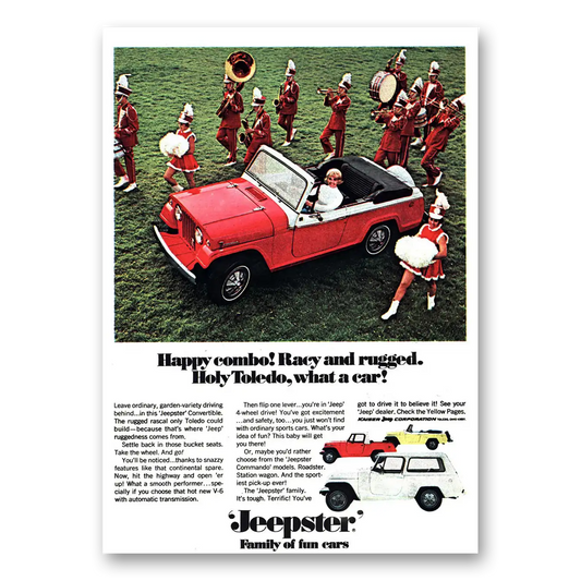 1967 Jeep Jeepster Happy Combo Racy and Rugged Vintage Magazine Print Ad