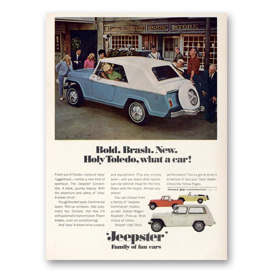 1967 Jeep Jeepster Bold Brash New Holy Toledo Vintage Magazine Print Ad