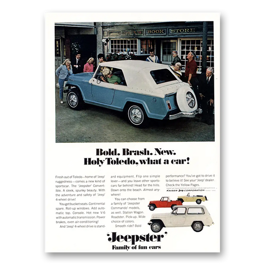 1967 Jeep Jeepster Bold Brush New Holy Toledo Vintage Magazine Print Ad