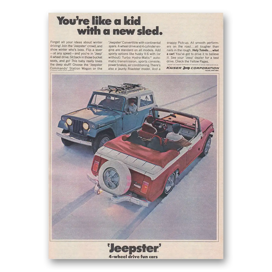 1967 Jeep Jeepster Like a Kid With a New Sled Vintage Magazine Print Ad