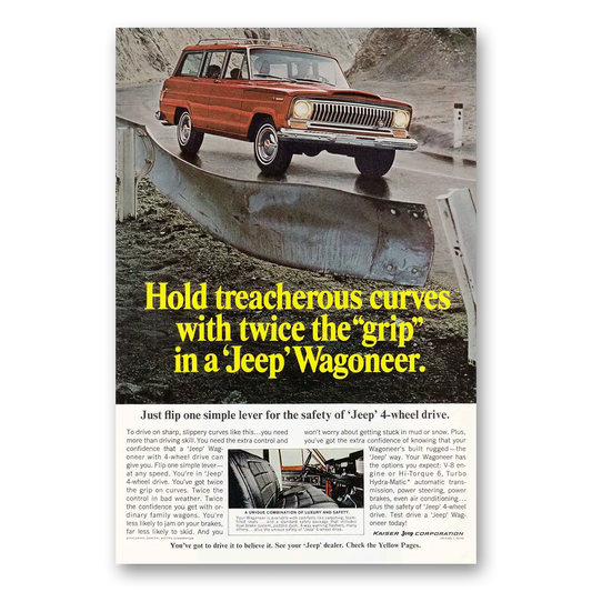 1967 Jeep Wagoneer Treacherous Curves Vintage Magazine Print Ad