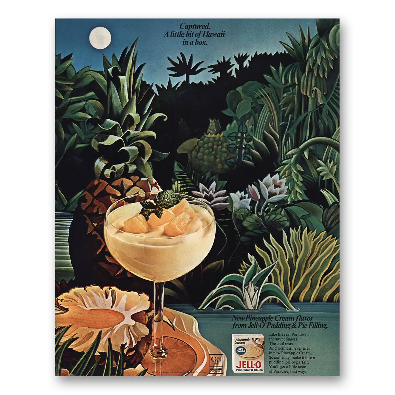 1967 Jell-O Captured Little Bit of Hawaii Vintage Magazine Print Ad