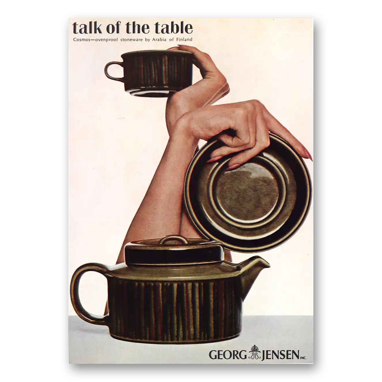 1967 Georg Jensen Talk of the Table Vintage Magazine Print Ad