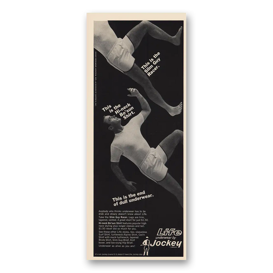 1967 Jockey Underwear Slim Racer Guy Hi Neck Bo Sun Vintage Magazine Print Ad