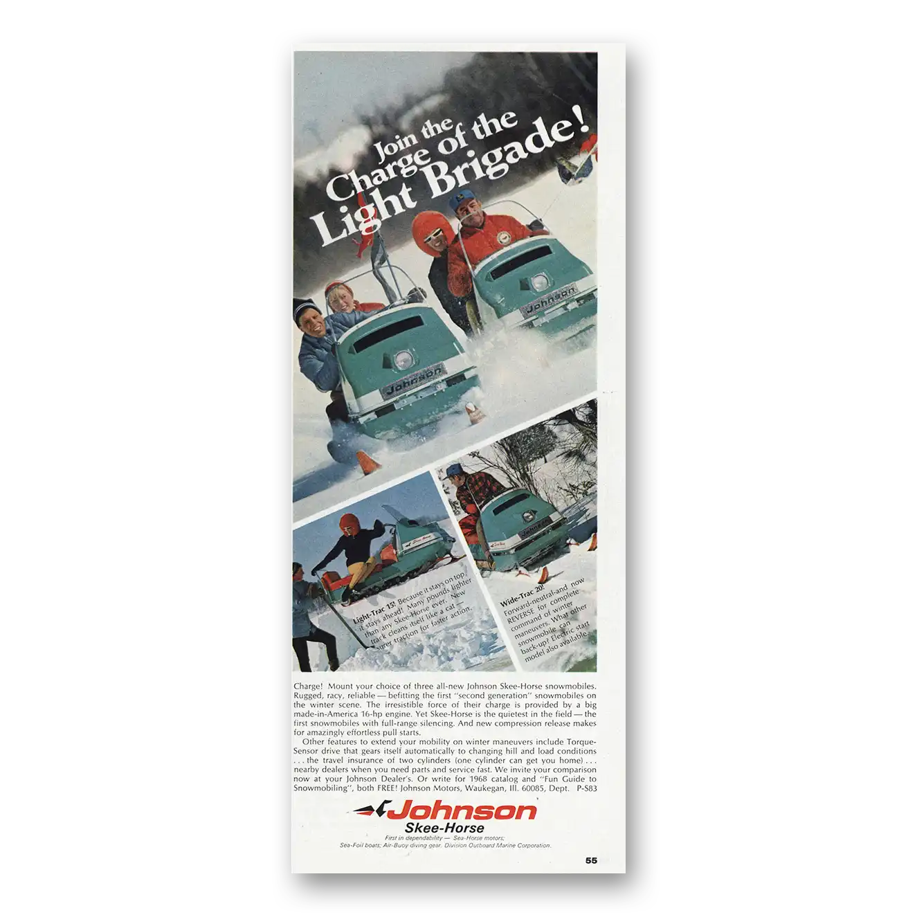 1967 Skee Horse Snowmobiles Charge of the Light Brigade Vintage Magazine Print Ad