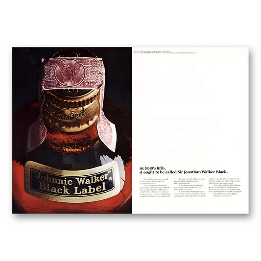 1967 Johnnie Walker Black Label Ought To Be Called Sir Jonathan Vintage Magazine Print Ad