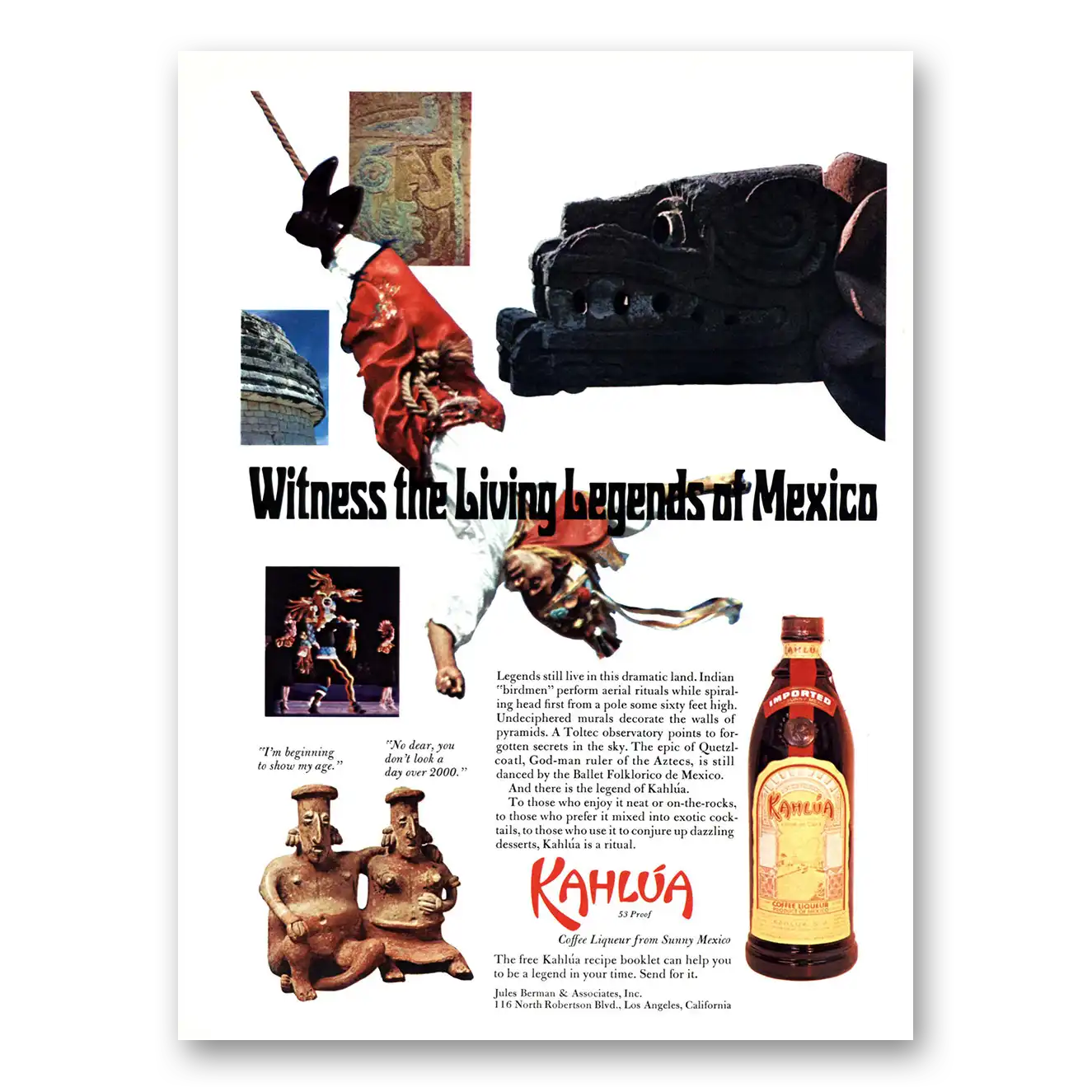 1967 Kahlua Living Legends of Mexico Vintage Magazine Print Ad