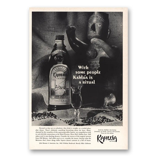 1967 Kahlua Some People Kahlua Is Ritual Vintage Magazine Print Ad