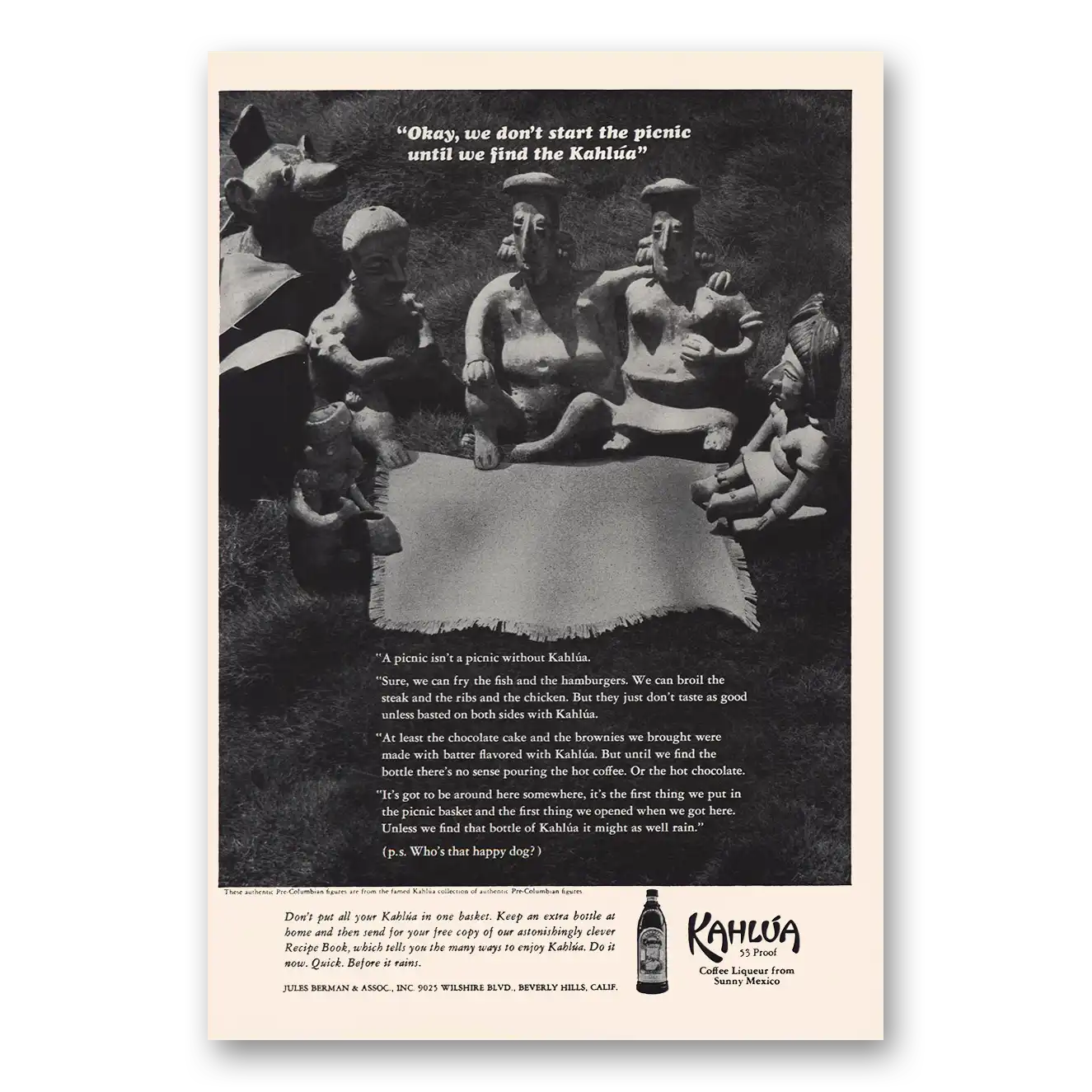 1967 Kahlua Don't Start the Picnic Vintage Magazine Print Ad