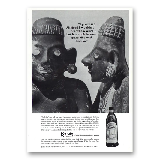 1967 Kahlua I Promised Mildred Vintage Magazine Print Ad