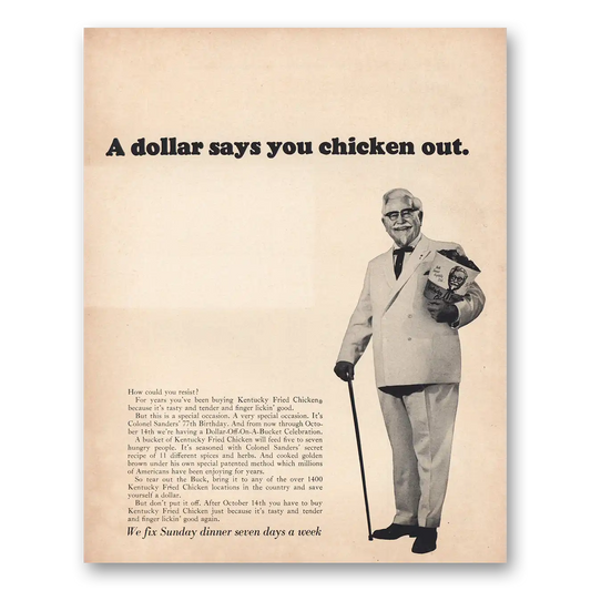 1967 Kentucky Fried Chicken Chicken Out Vintage Magazine Print Ad