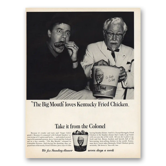 1967 Kentucky Fried Chicken Big Mouth Jerry Lewis Vintage Magazine Print Ad