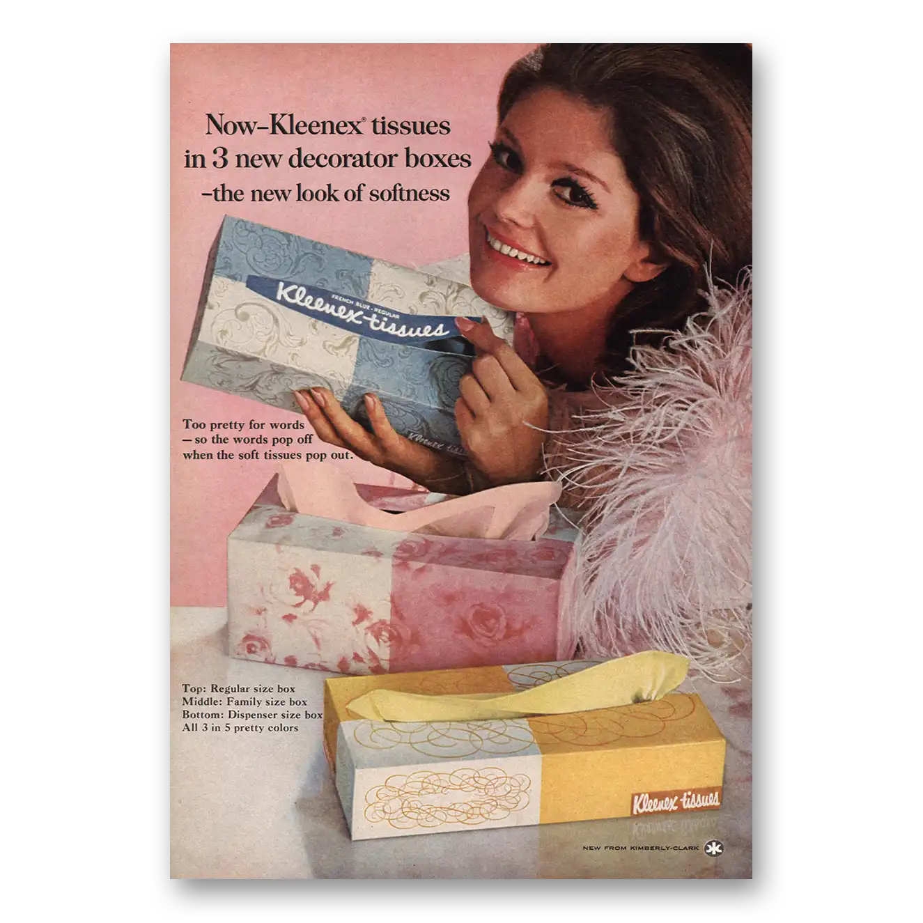 1967 Kleenex Decorator Boxes Vintage Magazine Print Ad