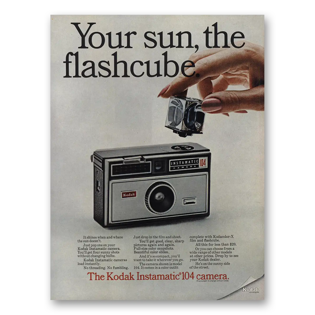 1967 Kodak Instamatic Camera Your Sun the Flashcube Vintage Magazine Print Ad