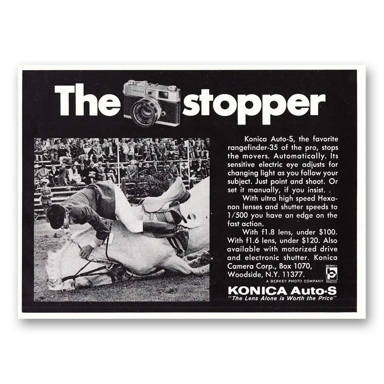 1967 Konica Camera Auto S The Stopper Vintage Magazine Print Ad