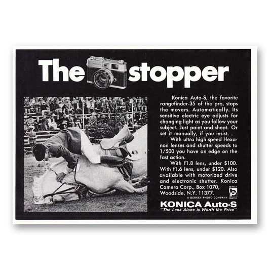 1967 Konica Camera Auto S The Stopper Vintage Magazine Print Ad