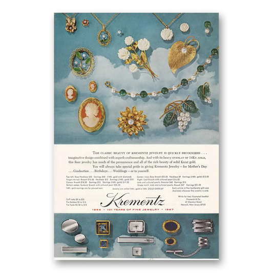 1967 Krementz Jewelry Ivory Rose Vintage Magazine Print Ad