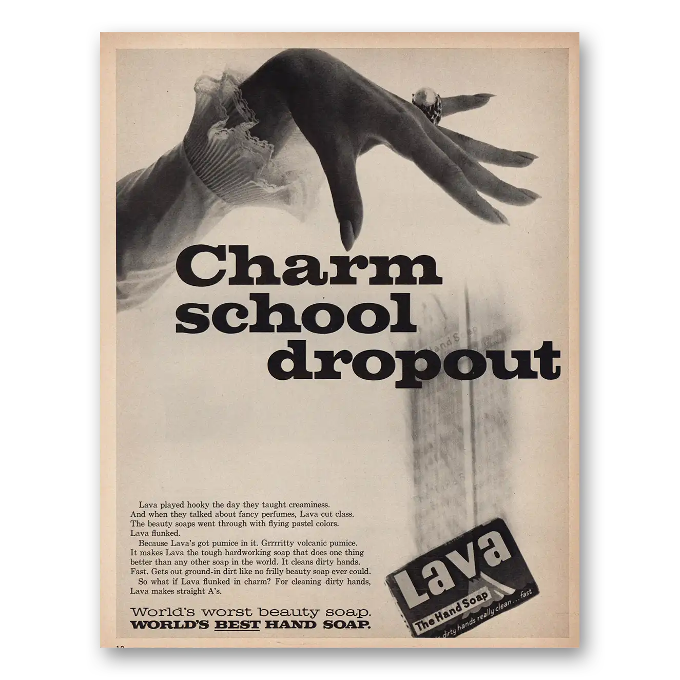 1967 Lava Soap Charm School Dropout Vintage Magazine Print Ad