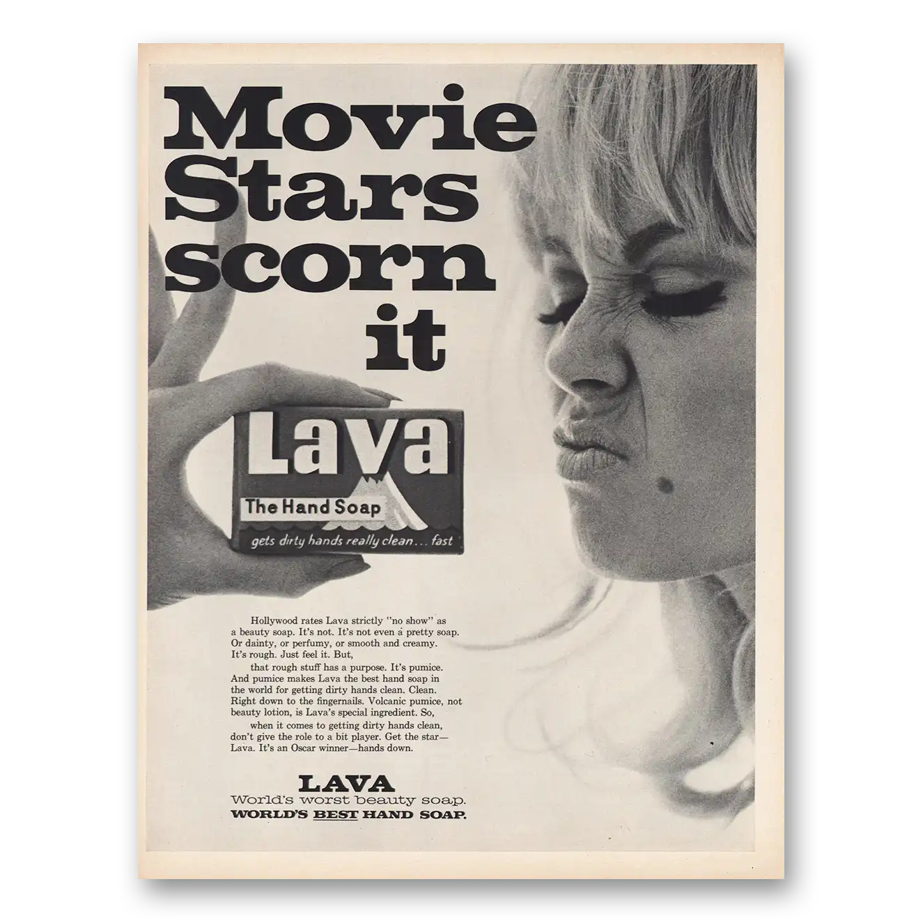 1967 Lava Soap Movie Stars Scorn It Vintage Magazine Print Ad