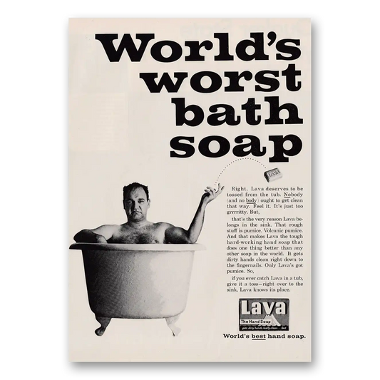 1967 Lava Soap World's Worst Bath Soap Vintage Magazine Print Ad