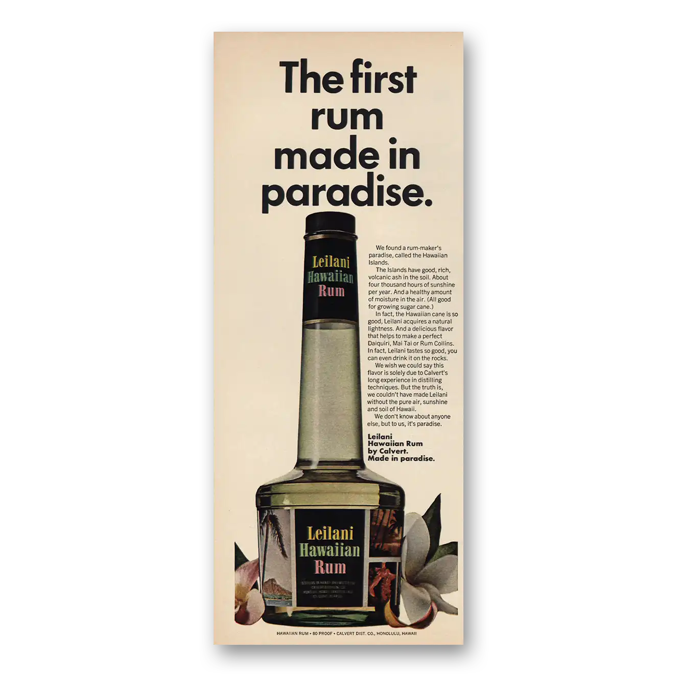 1967 Leilani Hawaiian Rum First Rum Made In Paradise Vintage Magazine Print Ad