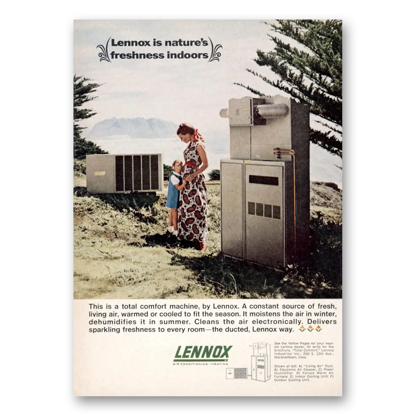 1967 Lennox Total Comfort System Natures Freshness Outdoors Shore Vintage Magazine Print Ad