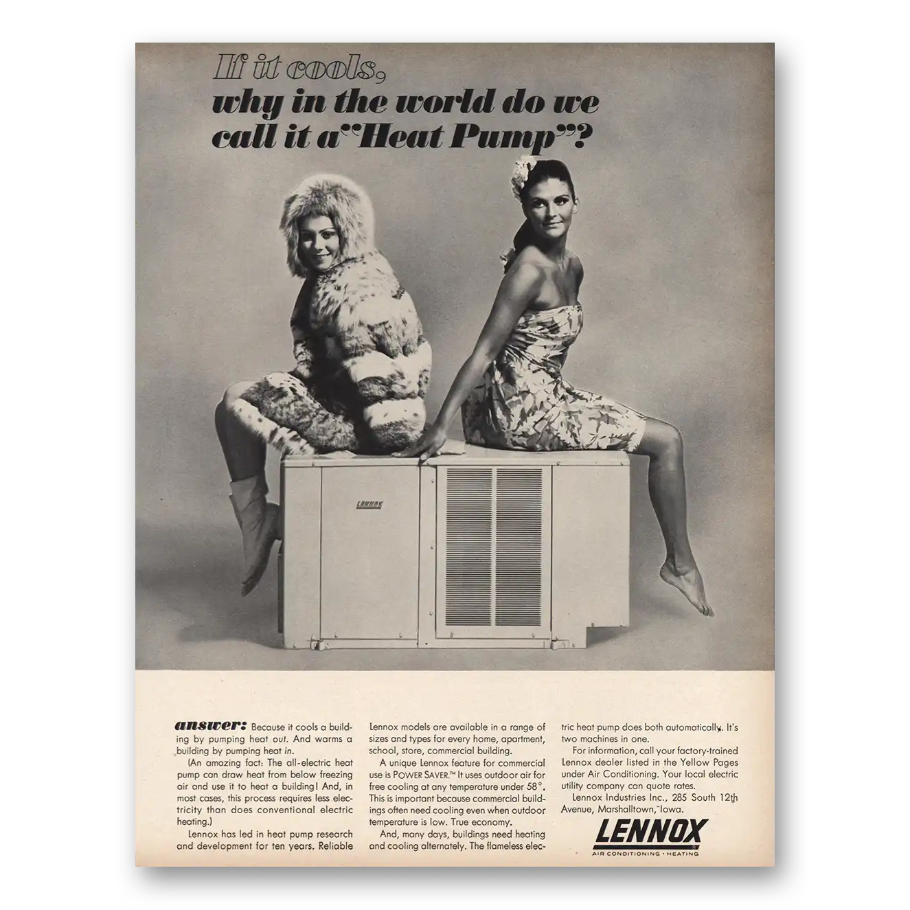 1967 Lennox We Call It Heat Pump Vintage Magazine Print Ad