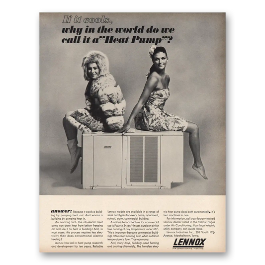 1967 Lennox We Call It Heat Pump Vintage Magazine Print Ad