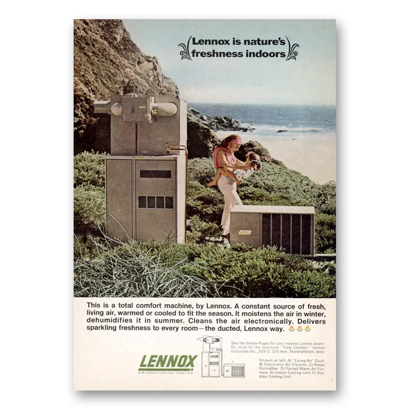 1967 Lennox Total Comfort System Natures Freshness Indoors Vintage Magazine Print Ad