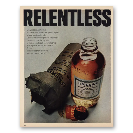 1967 Listerine Relentless Vintage Magazine Print Ad