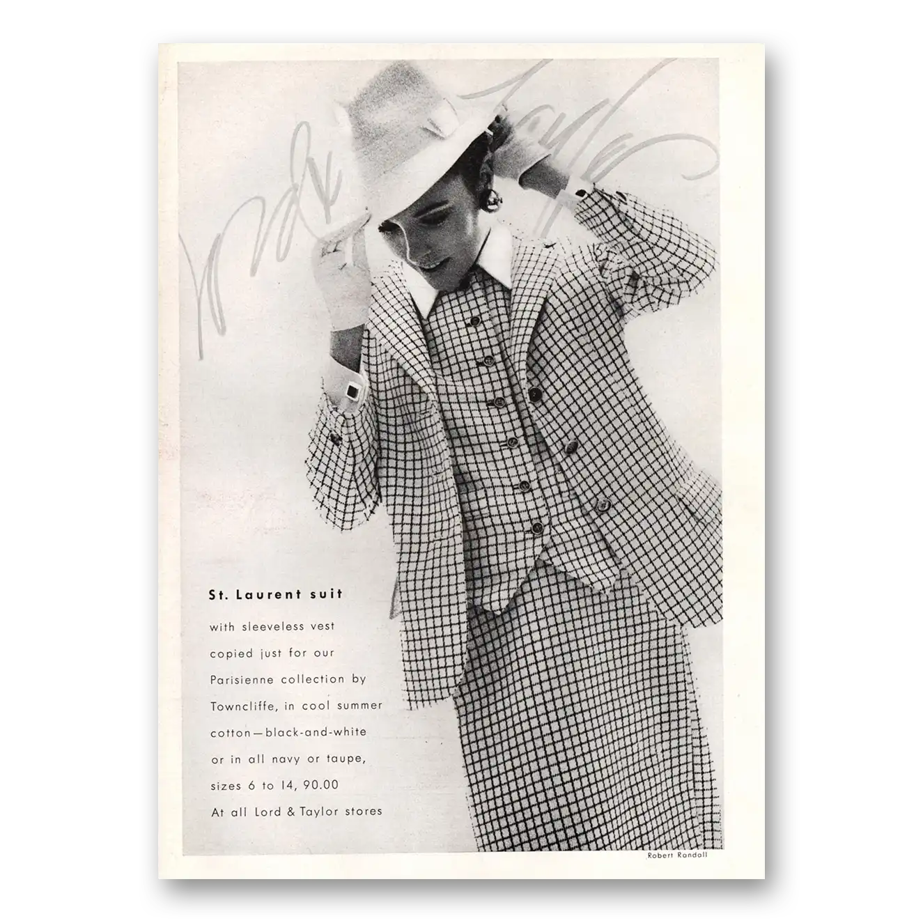 1967 Lord & Taylor St Laurent Suit Vintage Magazine Print Ad