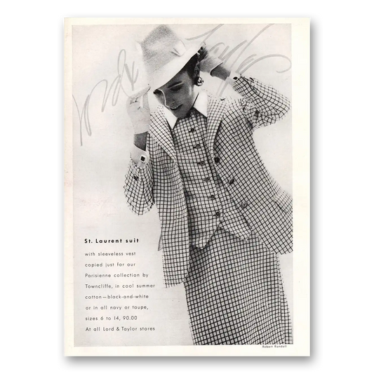 1967 Lord & Taylor St Laurent Suit Vintage Magazine Print Ad