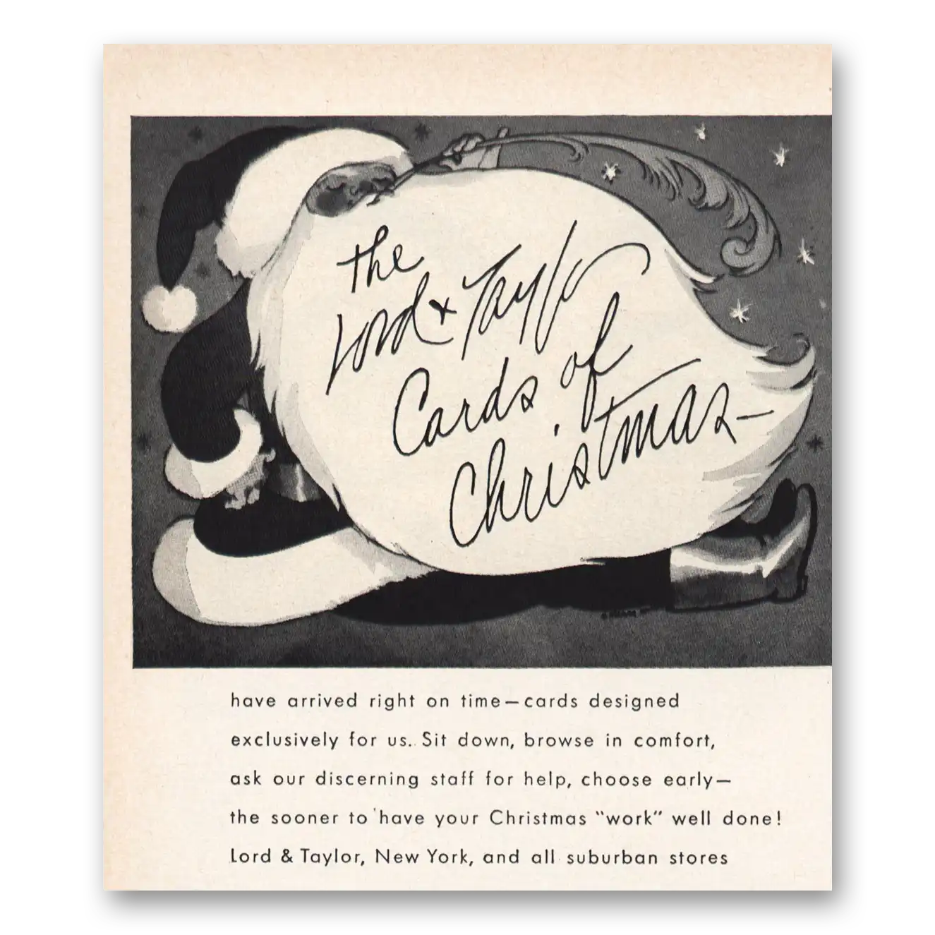 1967 Lord & Taylor Cards of Christmas Vintage Magazine Print Ad