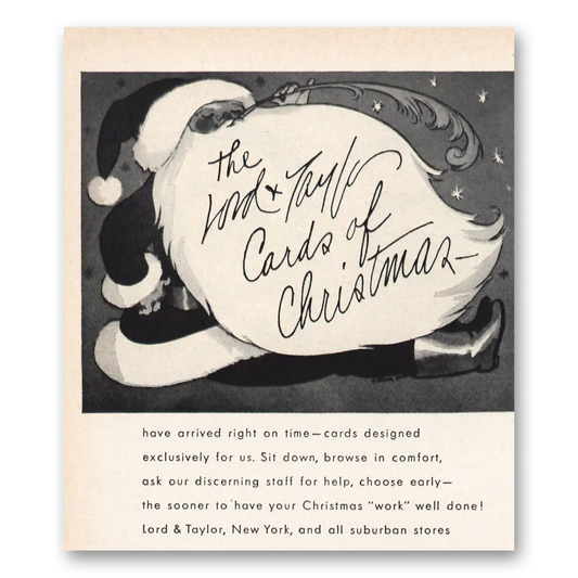 1967 Lord & Taylor Cards of Christmas Vintage Magazine Print Ad