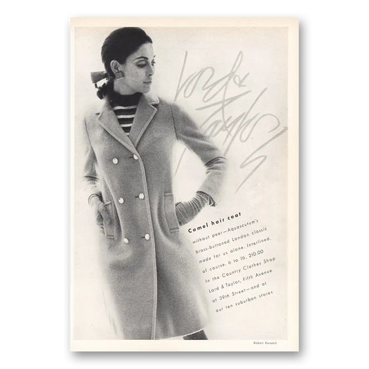 1967 Lord & Taylor Camel Hair Coat Aquascutum Vintage Magazine Print Ad