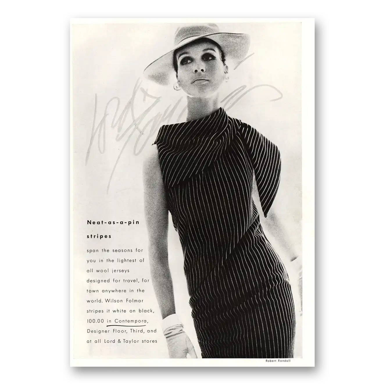 1967 Lord & Taylor Neat As a Pin Stripes Vintage Magazine Print Ad