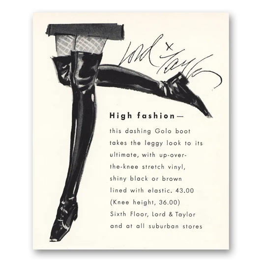 1967 Lord & Taylor High Fashion Golo Boot Vintage Magazine Print Ad