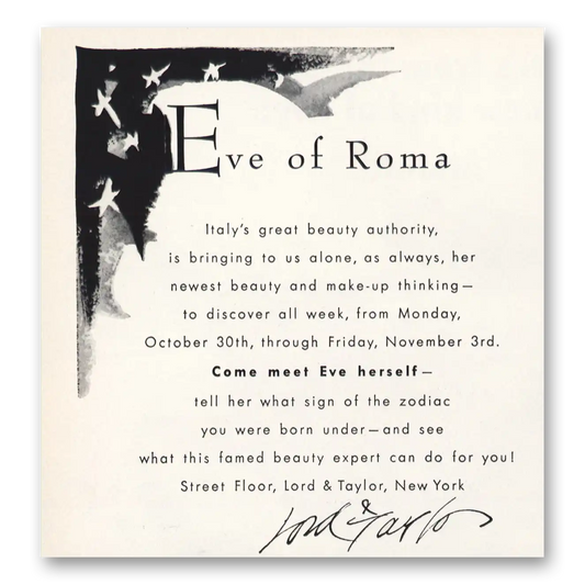 1967 Lord & Taylor Eve of Roma Vintage Magazine Print Ad