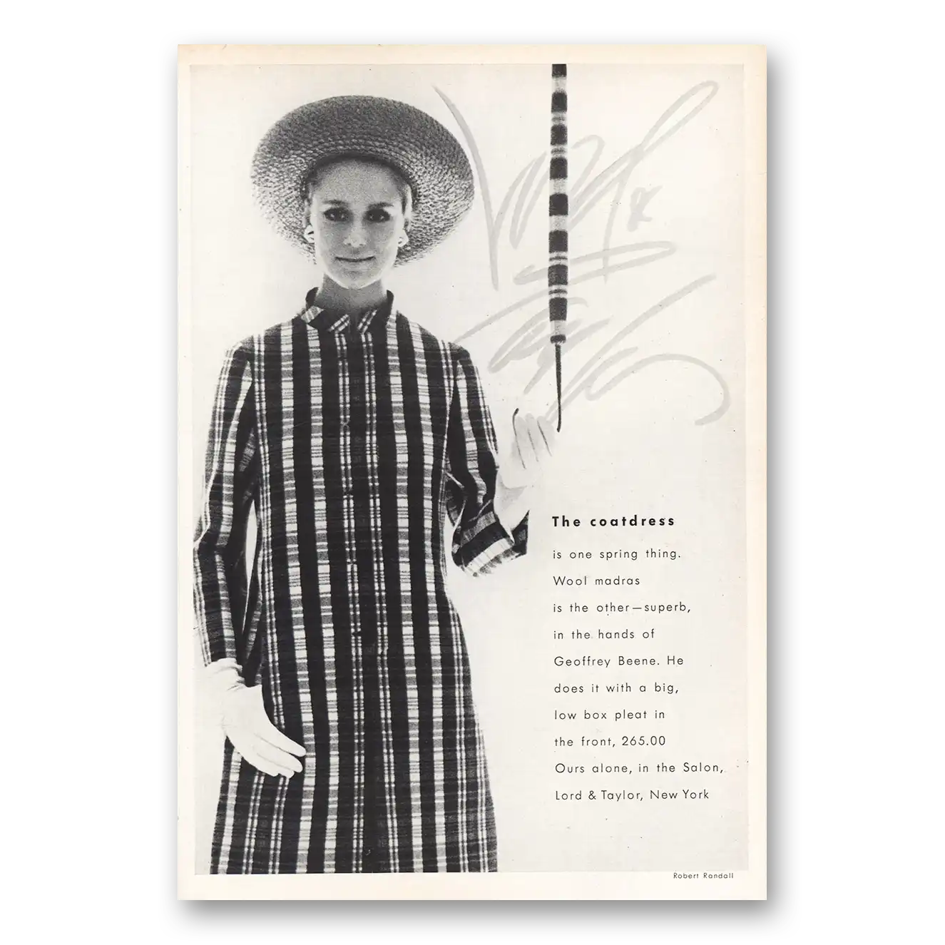 1967 Lord & Taylor Coatdress Geoffrey Beene Vintage Magazine Print Ad