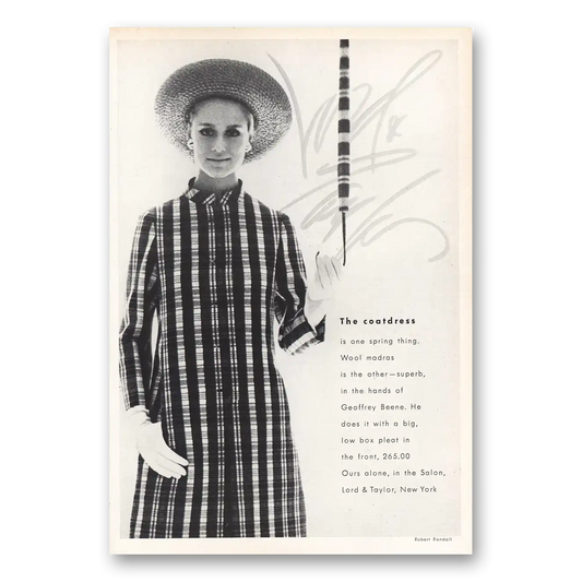 1967 Lord & Taylor Coatdress Geoffrey Beene Vintage Magazine Print Ad