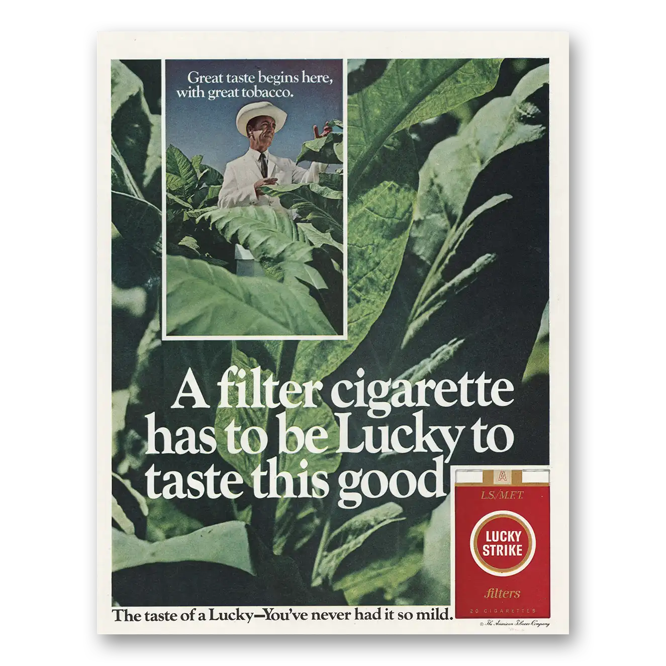 1967 Lucky Strike Cigarettes Lucky to Taste Good Vintage Magazine Print Ad