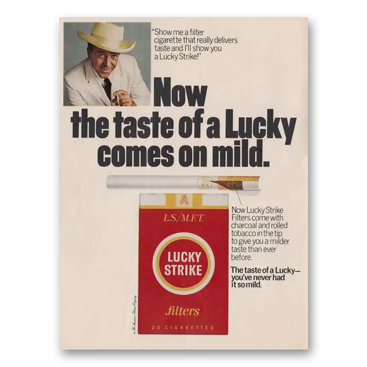 1967 Lucky Strike Cigarettes Comes On Mild Vintage Magazine Print Ad