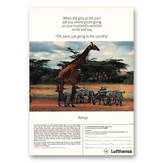 1967 Lufthansa German Airlines Just Going to the Country Vintage Magazine Print Ad