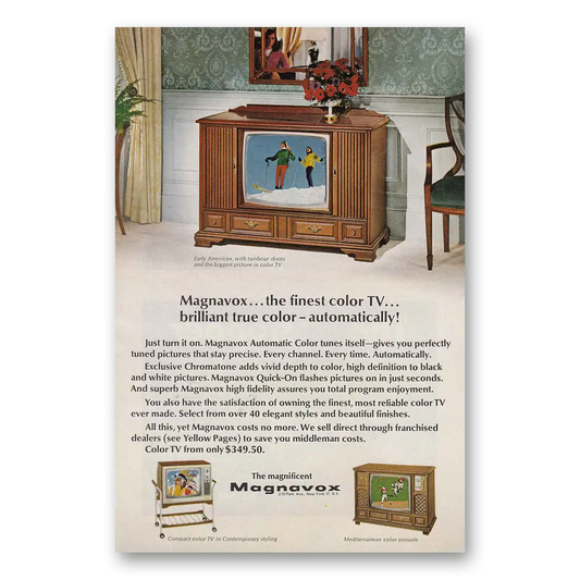 1967 Magnavox Color Television Early American Television Finest Color Vintage Magazine Print Ad