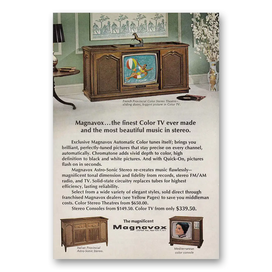 1967 Magnavox French Provincial Color Television Finest Color TV Ever Made Vintage Magazine Print Ad