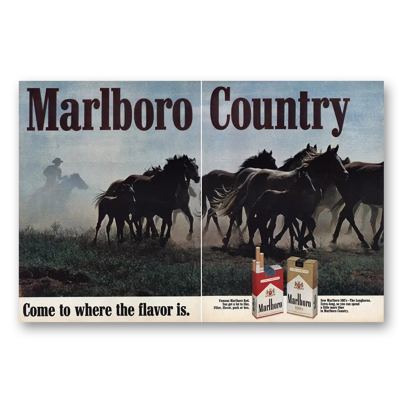 1967 Marlboro Cigarettes Come To Where Flavor Is Vintage Magazine Print Ad