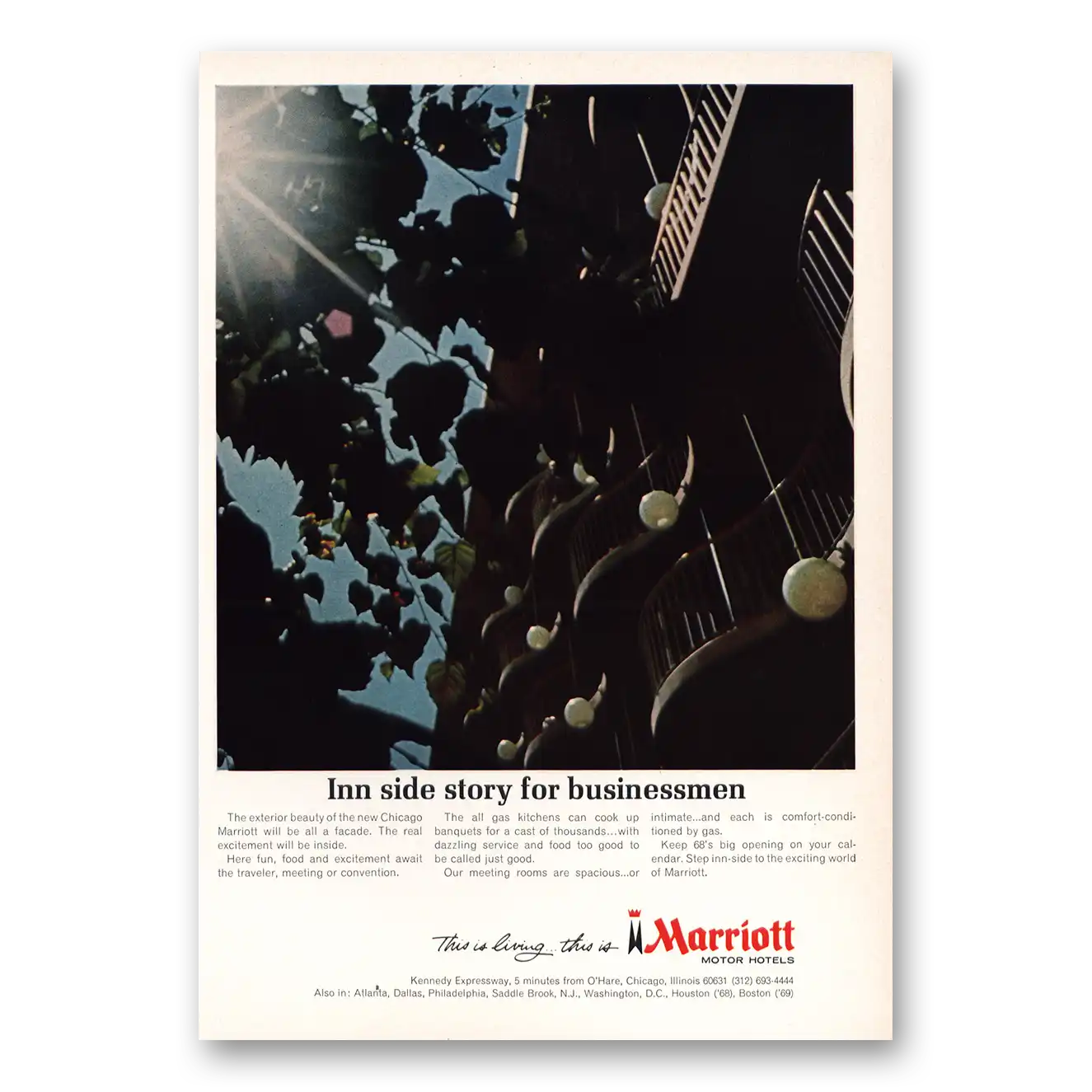 1967 Marriott Hotels Inn Side Story Businessmen Vintage Magazine Print Ad