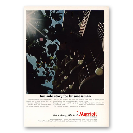 1967 Marriott Hotels Inn Side Story Businessmen Vintage Magazine Print Ad