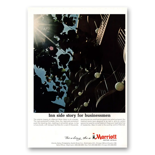 1967 Marriott Hotels Inn Side Story Businessmen Vintage Magazine Print Ad