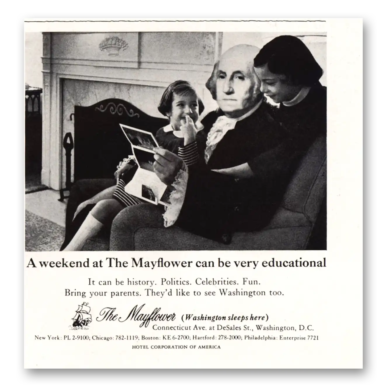 1967 Mayflower Hotel Weekend at Mayflower Very Educational Vintage Magazine Print Ad